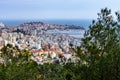 A high view of the city Kavala in Greece with the sea in the background