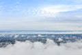 High view city landscape on cloud sky Royalty Free Stock Photo