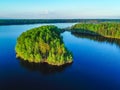 High view of the Gulf of Finland, forest and Islands at sunset