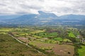 High view of the Imbabura volcano and countryside