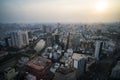 High view Saigon skyline when sunset urban areas colorful and vibrant cityscape of downtown by evening in Ho Chi Minh city,