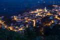 High view of the small town of Zaruma at nightime