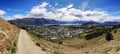 High view of Wanaka holiday town in New Zealand