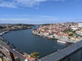 High Viewpoint of Portos Waterfront Architecture and Marina, with Douro River and Coastline Royalty Free Stock Photo