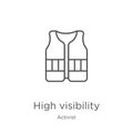 high visibility icon vector from activist collection. Thin line high visibility outline icon vector illustration. Outline, thin