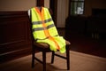 high-visibility safety vest draped over a chair