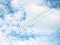 The high voltage cable on the background is an empty blue sky.Minimal concept Royalty Free Stock Photo