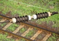 High voltage cable over the railway track