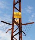 High voltage cables with RISK of DEATH sign in Italian