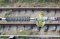 High-voltage ceramic insulator on railway