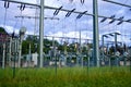 High voltage circuit breaker and disconnecting switch in electrical substation in Hesse, Germany