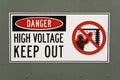 High Voltage Danger Sign Royalty Free Stock Photo