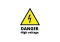 High voltage danger sign yellow black symbol lightning