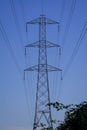 High voltage Electric post power-plant transformer station power pylon (electric pole Royalty Free Stock Photo