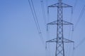 High voltage Electric post power-plant transformer station power pylon (electric pole Royalty Free Stock Photo