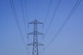 High voltage Electric post power-plant transformer station power pylon (electric pole Royalty Free Stock Photo