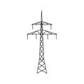 High voltage electric pylon. Power line symbol flat design Royalty Free Stock Photo