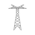 High voltage electric pylon. Power line symbol flat design Royalty Free Stock Photo