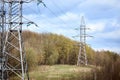 High voltage electric high voltage electric transmission power tower with electric glass insulator of over cloudy stormy