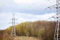 High voltage electric high voltage electric transmission power tower with electric glass insulator of over cloudy stormy