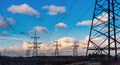 High Voltage Electric Transmission Tower Energy Pylon. Royalty Free Stock Photo