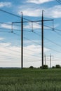 High voltage electric transmission tower energy pylon Royalty Free Stock Photo