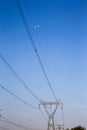 High Voltage Electric Transmission Tower Energy Pylon against th