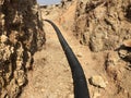 The high voltage electrical cable is laid in a trench Royalty Free Stock Photo