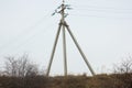 High voltage electrical column on the hill in the sky Royalty Free Stock Photo