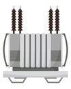 High voltage electrical transformer and isolator. Energy substation. Power supply icon isolated on white background for