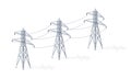 High voltage electricity grid tower pylons