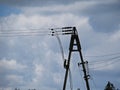 High Voltage Electricity Installation Power Grid Transformer Column Pole Royalty Free Stock Photo
