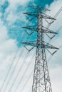 High voltage electricity pylon tower Royalty Free Stock Photo