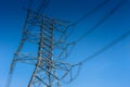 High voltage electricity tower power line 500 kV Royalty Free Stock Photo