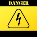 High voltage icon. Yellov background. Vector illustration.