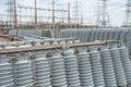 High voltage insulators Royalty Free Stock Photo