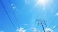 High Voltage Line And Electric Wire On Blue Sky Background Royalty Free Stock Photo
