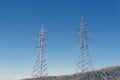 Electricity pylons and lines on a cloudy sky background. high voltage post.High-voltage tower sky background