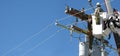 High voltage new pole installation Royalty Free Stock Photo