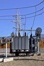 High voltage oil-filled power transformer Royalty Free Stock Photo