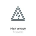 High voltage outline vector icon. Thin line black high voltage icon, flat vector simple element illustration from editable Royalty Free Stock Photo