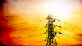 High Voltage with Overlight Sunset Royalty Free Stock Photo