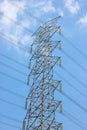 High Voltage Pole With Blue Sky Background Royalty Free Stock Photo