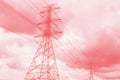 High voltage pole on a day the sky is very cloudy Royalty Free Stock Photo