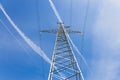 High voltage pole or High voltage electricity tower and transmission power lines Royalty Free Stock Photo