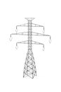 High voltage pole isolated on white background - 3d Royalty Free Stock Photo