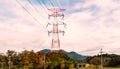 High voltage Poles and Transmission Lines at Japanese countryside