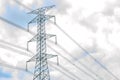 High voltage post on blue sky Royalty Free Stock Photo