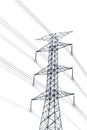 High voltage post or High-voltage tower isolated on white Royalty Free Stock Photo