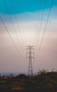 High voltage post.High-voltage tower sky background Royalty Free Stock Photo